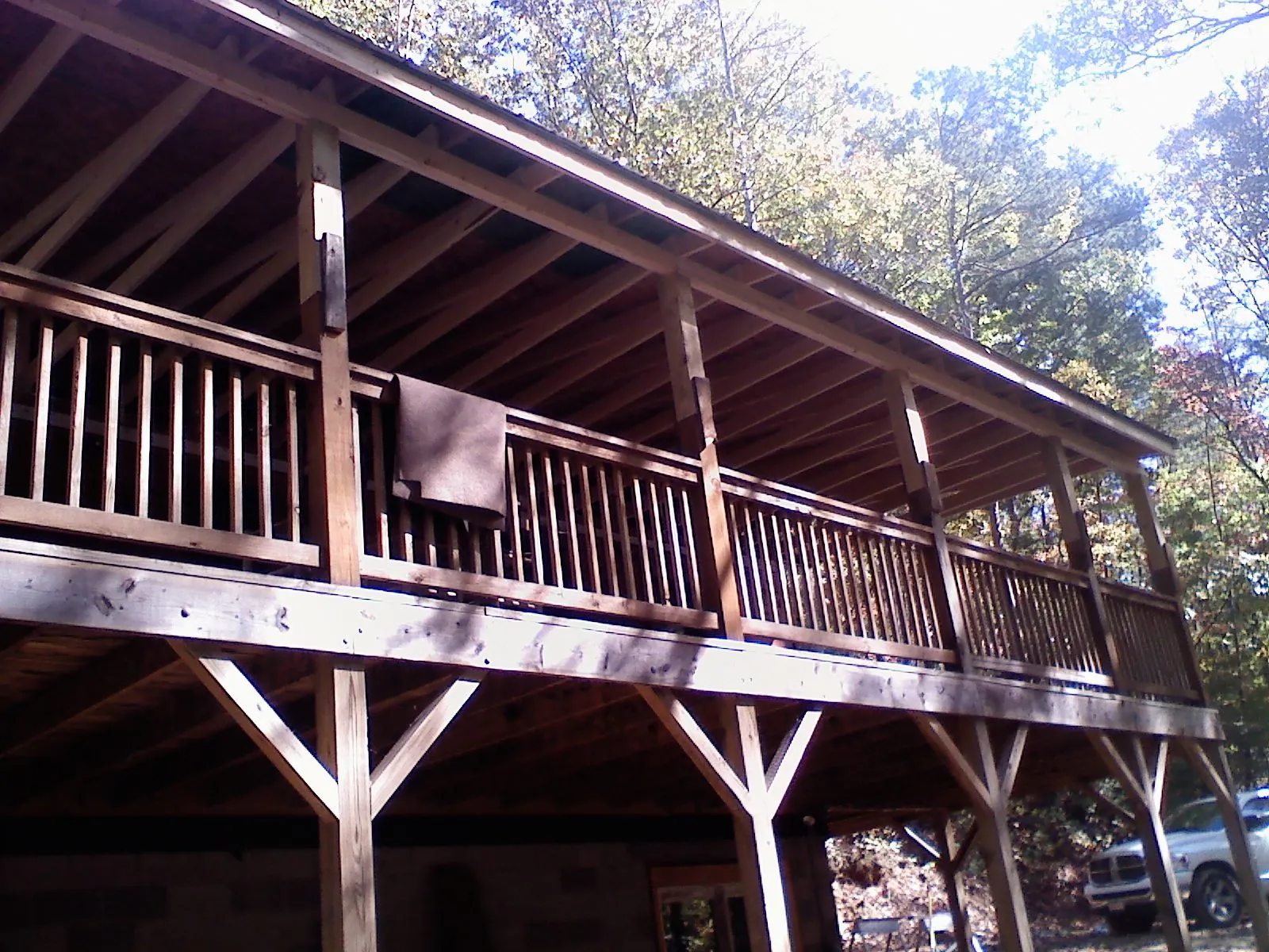 Timber framing under a new elevated porch and deck — Roof Leak Repair in Valparaiso by Roofing Brothers
