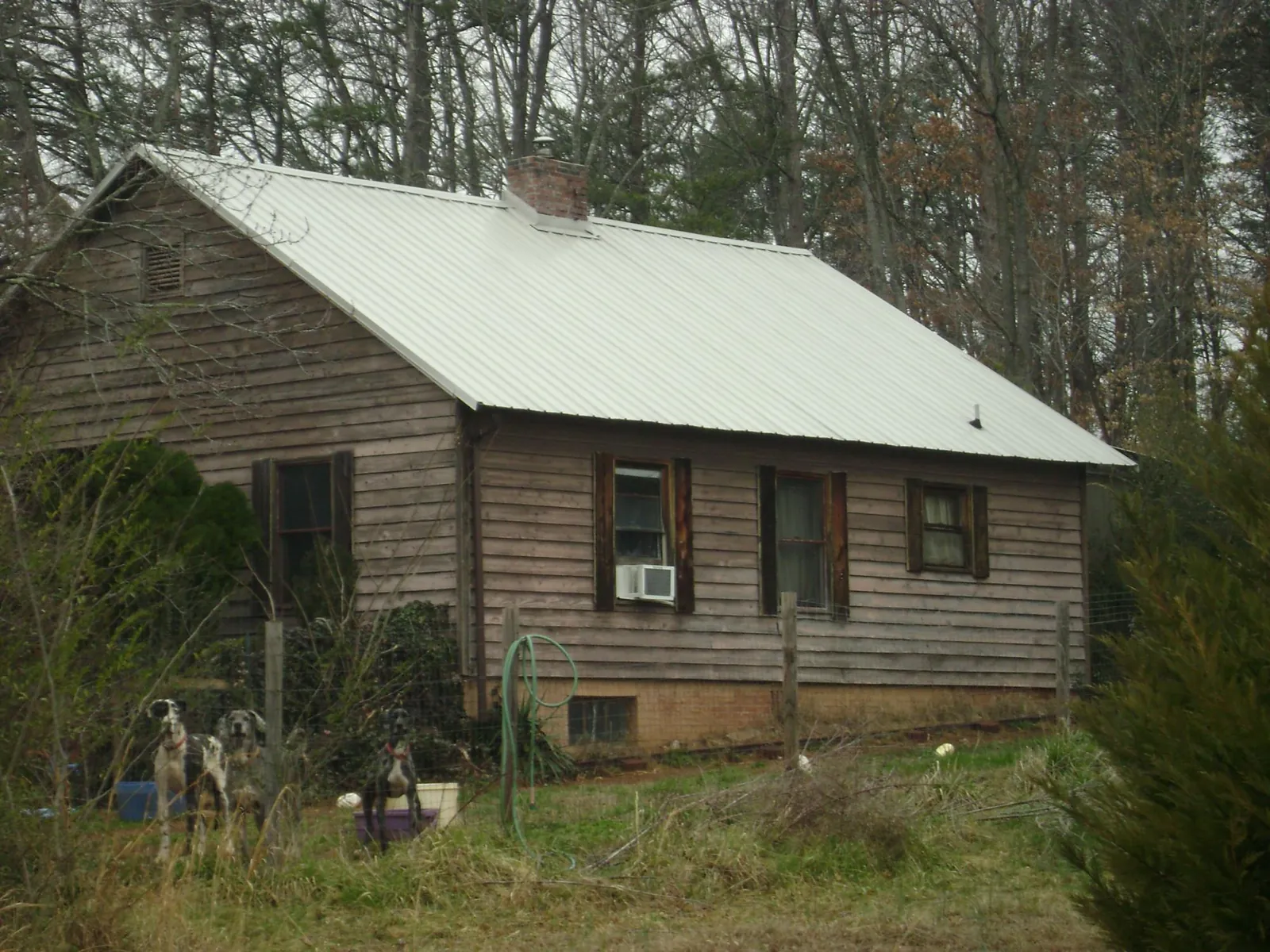 White metal roof on an old wood sided farmhouse, from a Asphalt Shingle Roof Repair job in Valparaiso